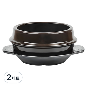 해피정 진뚝배기 직화찌개솥 해장기A 3호 + 멜라민 받침 세트, 15.5cm, 2세트
