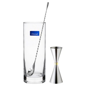 착한살림 골드링 지거 계량컵 30ml 45ml + 바스푼 30cm + 하이볼 320ml 세트, 혼합색상, 1세트