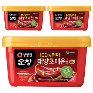 청정원순창 100% 현미 태양초 매운 고추장 골드, 2kg, 3개