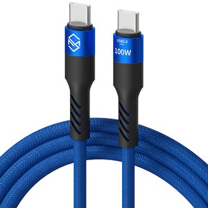 신지모루 단선 방지 100W C타입-C타입 PD 초고속 충전 케이블, 2m, 블루, 1개
