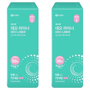 화이트 데오 팬티라이너, 롱, 75개입, 2개