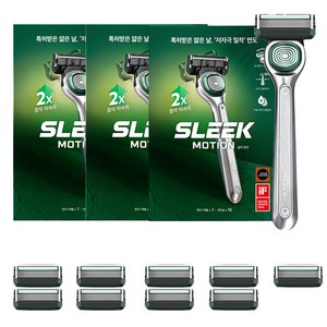 SLEEK 모션 면도기 세트, 면도기 + 면도날 10p, 3세트
