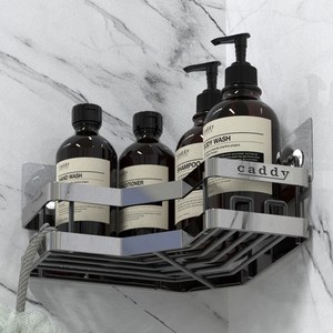 캐디디자인 알테그리츠 STS304 무타공 고강도 프레임 욕실선반 코너형, ChromeSilver, 1개