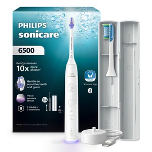 필립스 올 뉴 소닉케어 플러스 6500 전동칫솔, 화이트, 1개, HX7410/08