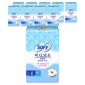 바디피트 천연코튼 팬티라이너 무향, 롱, 40개입, 10개