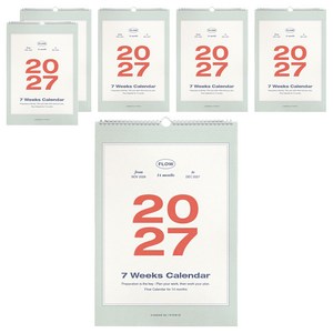 아이코닉 2027 플로우 월 캘린더 A3 벽걸이 달력, 혼합색상, 6개