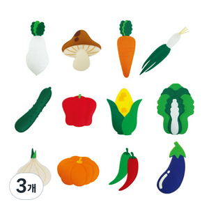 청양토이 펠트 찍찍이 교육자료 12종 세트, 야채, 3개