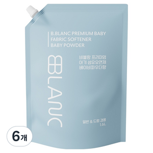 비블랑 유아 섬유유연제 베이비파우더향 리필, 6개, 1.6L