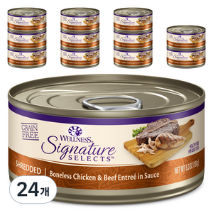 웰니스 어덜트 고양이 코어 시그니쳐 셀렉트 슈레드 습식사료, 소+닭, 150g, 24개