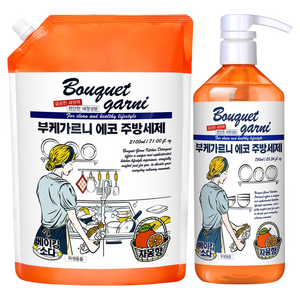 부케가르니 에코 주방세제 자몽향 본품 + 리필, 1세트, 2.85L