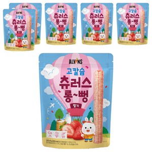 엘빈즈 유아용 고칼슘 츄러스 롱뻥, 딸기맛, 40g, 6개