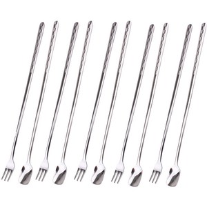 블룸엣홈 체크 샌딩 롱스푼 5p + 롱포크 5p, 혼합 색상, 1세트