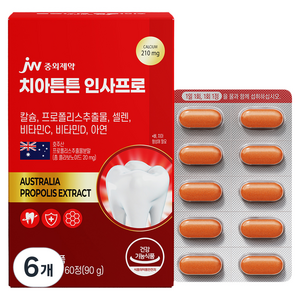 JW중외제약 치아튼튼 인사프로 프로폴리스 90g, 6개, 60정