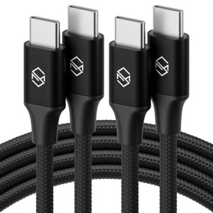 신지모루 C to C PD 고속충전 케이블 60W, 1m, 블랙, 2개