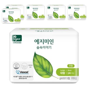 예지미인 숲속이야기 비오셀 생리대, 대형, 14개입, 6개