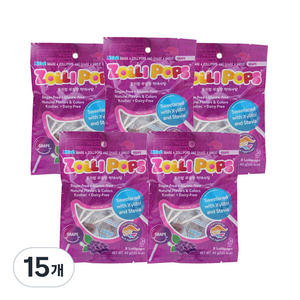 졸리팝 무설탕 막대사탕 포도맛, 40g, 15개