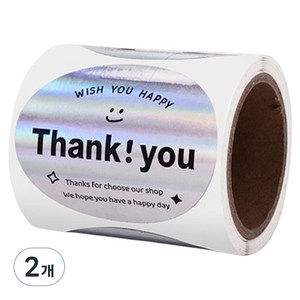 길그리 단색 땡큐 롤스티커 120p, 02 타원홀로, 2개