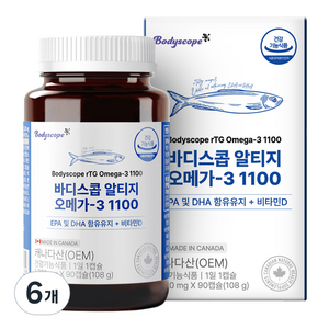 바디스콥 알티지 오메가 3 1100 108g, 90정, 6개