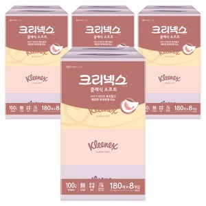 크리넥스 클래식 소프트 천연펄프 미용티슈 2겹, 180매, 32개