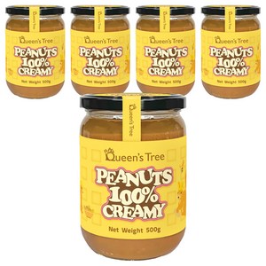 퀸즈트리 100% 땅콩 피넛버터 크리미, 500g, 5개