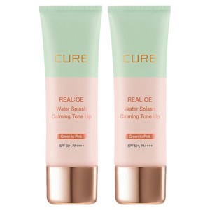 김정문알로에 라센스 로에 큐어 리알로에 워터 스플래쉬 카밍 톤업 선크림 SPF50+ PA++++, 40g, 2개
