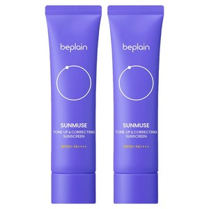 비플레인 선뮤즈 톤업 앤 코렉팅 선크림 SPF50+ PA++++, 50ml, 2개