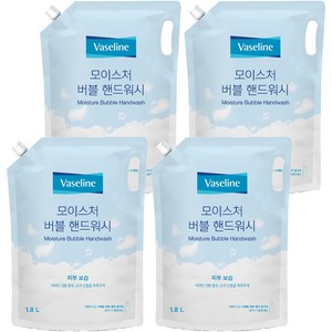 애경바세린 모이스처 버블 핸드워시 리필, 1.8L, 4개