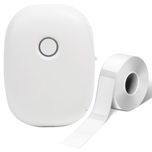 탐사 블루투스 미니 네임스티커 감열식 라벨기 휴대용 라벨 프린터 + 라벨지 1롤 세트, 1개, 화이트