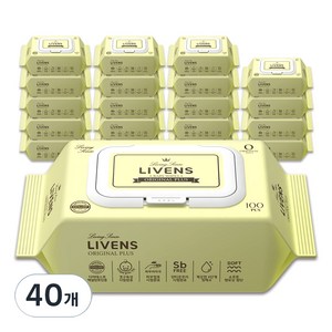 리벤스 유아용 오리지널 플러스 도톰한 저자극 엠보싱 물티슈 캡형, 55g, 100매, 40개
