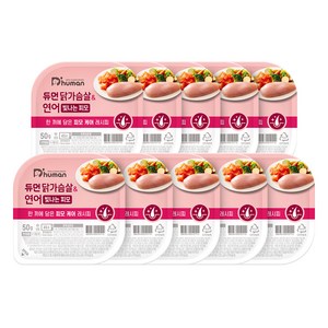 듀먼 전연령용 강아지 빛나는피모 화식사료, 닭+연어, 50g, 10개