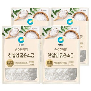 청정원 천일염 굵은소금, 2.5kg, 4개