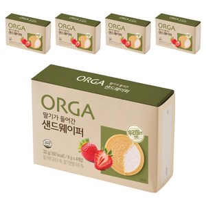올가홀푸드 딸기가 들어간 샌드웨이퍼, 딸기맛, 32g, 5개