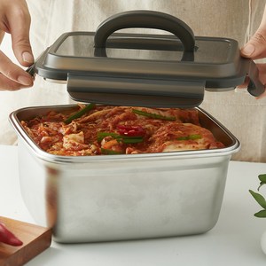 코멧 홈 다양하게 사용하는 스테인리스 304 직사각 밀폐 김치통, 1개, 2.8L