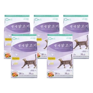 캐츠랑 고양이 생생닭고기 기능성 사료, 헤어볼+체중조절, 5kg, 5개