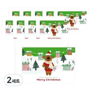 도나앤데코 힐로 크리스마스 카드 큐티사슴 10p + 봉투 10p, 혼합색상, 2세트
