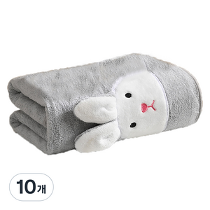 원이네 부드러운 토끼 샤워 바스타월 370g 극세사, 그레이, 10개