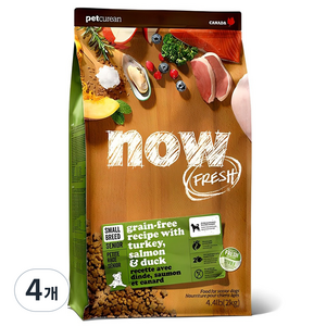 now 시니어 강아지 그레인프리 스몰브리드 건식사료, 칠면조, 2kg, 4개