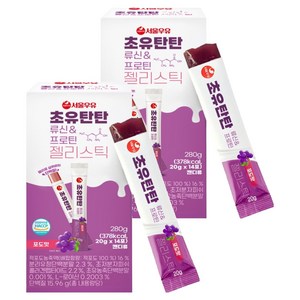서울우유 초유탄탄 단백질 젤리 츄어블 류신 프로틴 280g, 14정, 2개