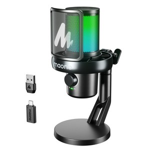 마오노 DM40 Pro 무선 AI 음성변조 원터치 노이즈캔슬링 음소거 콘덴서 게이밍 방송용 스트리밍 보컬용 탁상형 마이크, 블랙