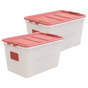 리빙숲 스퀘어 리빙박스, 레드, 72L, 2개