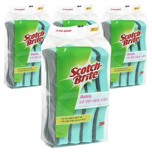 스카치브라이트 베이직 삼중양면 다목적 수세미, 8개입, 4개