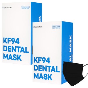 Purenature 덴탈형 피부 저자극 황사용마스크 대형 성인용 KF94, 30개입, 2개, 블랙