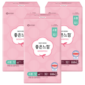 좋은느낌 오리지널 울트라슬림 생리대 날개형, 소형, 32개입, 3개