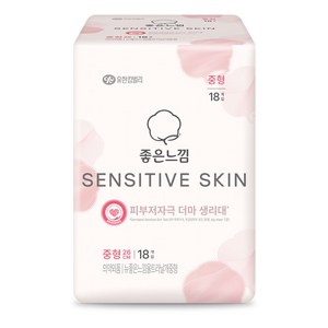 좋은느낌 센서티브 스킨 생리대 날개형, 중형, 18개입, 1개