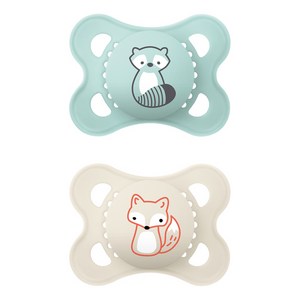 MAMBaby 신생아 오리지널 실리콘 쪽쪽이 2종 세트, 1단계(2~6개월), 블루, 화이트, 1세트