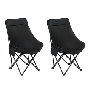 코멧 아웃도어 릴렉스 폴딩 캠핑체어, 블랙, 2개