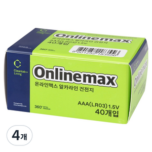 크린랩 온라인맥스 알카라인 AAA 건전지, 40개입, 4개