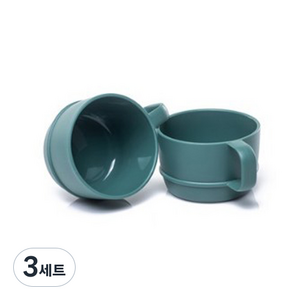 나인웨어 국산 올디너리 손잡이 스프컵 2p, 빈티지그린, 3세트