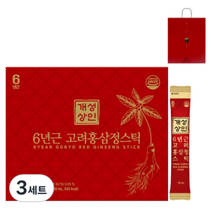 개성상인 6년근 고려홍삼정 스틱 30포 + 쇼핑백, 300ml, 3세트