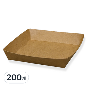 제이팩토리 일회용 사각 종이트레이 크라프트 11 x 11 x 2.4 cm, 200개, 1개입